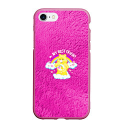 Чехол iPhone 7/8 матовый My best friend bear too, цвет: 3D-малиновый