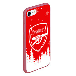 Чехол iPhone 7/8 матовый FC ARSENAL WINTER ФК АРСЕНАЛ ЗИМНИЙ СТИЛЬ, цвет: 3D-малиновый — фото 2