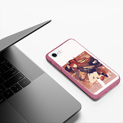 Чехол iPhone 7/8 матовый HU TAO Genshin Impact Ху Тао, цвет: 3D-малиновый — фото 2