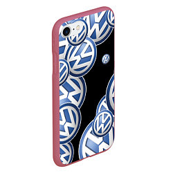 Чехол iPhone 7/8 матовый Volkswagen logo Pattern, цвет: 3D-малиновый — фото 2