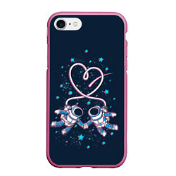 Чехол iPhone 7/8 матовый Космическая любовь Cosmic love, цвет: 3D-малиновый