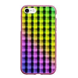 Чехол iPhone 7/8 матовый Градиентный клетчатый узор, цвет: 3D-малиновый