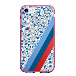 Чехол iPhone 7/8 матовый BMW LOGO 2020 PATTERN M SPORT, цвет: 3D-малиновый