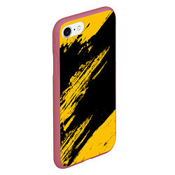 Чехол iPhone 7/8 матовый BLACK AND YELLOW GRUNGE ГРАНЖ, цвет: 3D-малиновый — фото 2