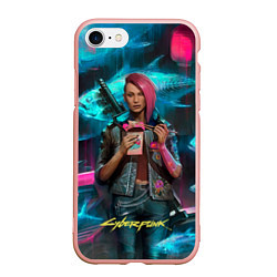 Чехол iPhone 7/8 матовый Cyberpunk Ви, цвет: 3D-светло-розовый