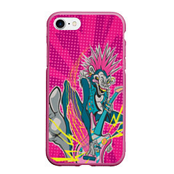 Чехол iPhone 7/8 матовый Крейзи-рок-обезьяна, цвет: 3D-малиновый