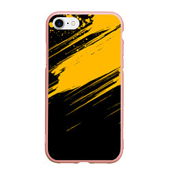 Чехол iPhone 7/8 матовый Black and yellow grunge, цвет: 3D-светло-розовый