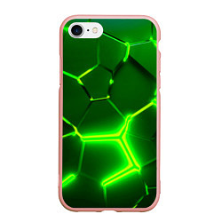 Чехол iPhone 7/8 матовый 3D ПЛИТЫ НЕОН NEON GREEN HEXAGON РАЗЛОМ, цвет: 3D-светло-розовый