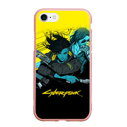 Чехол iPhone 7/8 матовый Ви и Джонни Cyberpunk 2077 Vi johnny