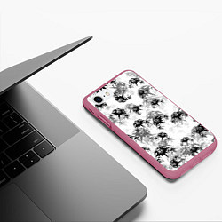 Чехол iPhone 7/8 матовый Король и шут Лого Паттерн, цвет: 3D-малиновый — фото 2