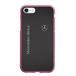 Чехол iPhone 7/8 матовый Mercedes карбоновые полосы, цвет: 3D-малиновый