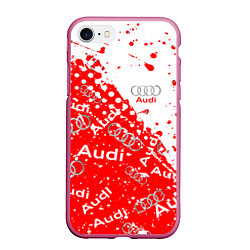 Чехол iPhone 7/8 матовый АУДИ Autosport брызги Паттерн, цвет: 3D-малиновый