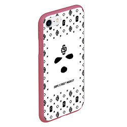 Чехол iPhone 7/8 матовый Узор White Phantom Ski Mask Dope Street Market, цвет: 3D-малиновый — фото 2