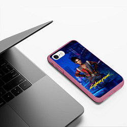 Чехол iPhone 7/8 матовый Panam Панам Cyberpunk2077, цвет: 3D-малиновый — фото 2