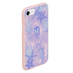 Чехол iPhone 7/8 матовый Морские коньки и медузы, цвет: 3D-светло-розовый — фото 2