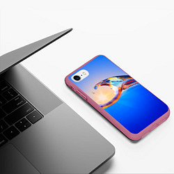 Чехол iPhone 7/8 матовый Градиент Волна Абстракция, цвет: 3D-малиновый — фото 2