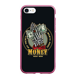 Чехол iPhone 7/8 матовый MONEY мой карман хочет больше, цвет: 3D-малиновый