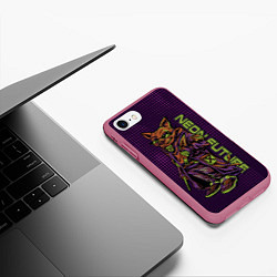 Чехол iPhone 7/8 матовый Волк на стиле гангстер, цвет: 3D-малиновый — фото 2