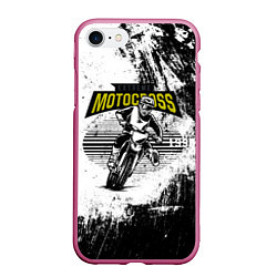 Чехол iPhone 7/8 матовый Motocross Мотокросс, цвет: 3D-малиновый
