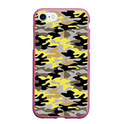 Чехол iPhone 7/8 матовый Желтый, Черный, Серый, Модный камуфляж