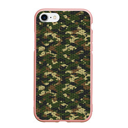 Чехол iPhone 7/8 матовый Камуфляж лесной с высокотехнологичной гексагональн