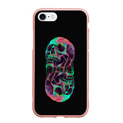 Чехол iPhone 7/8 матовый Черепа близнецы, цвет: 3D-светло-розовый