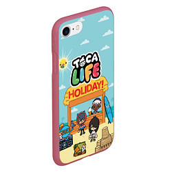 Чехол iPhone 7/8 матовый Toca Life Holiday!, цвет: 3D-малиновый — фото 2