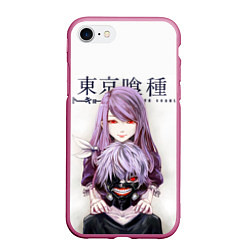 Чехол iPhone 7/8 матовый Канеки и Ризе Tokyo ghoul, цвет: 3D-малиновый