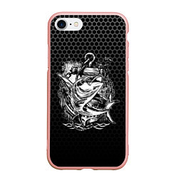 Чехол iPhone 7/8 матовый Рыба и якорь, цвет: 3D-светло-розовый