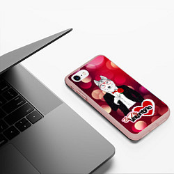 Чехол iPhone 7/8 матовый Be My Valentine background, цвет: 3D-светло-розовый — фото 2