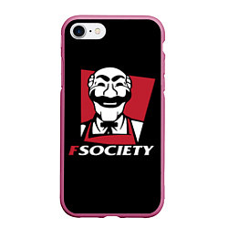 Чехол iPhone 7/8 матовый FSOCIETY HACKING, цвет: 3D-малиновый