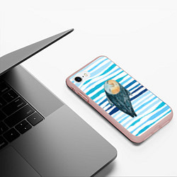 Чехол iPhone 7/8 матовый Рыба с человеческим лицом, цвет: 3D-светло-розовый — фото 2