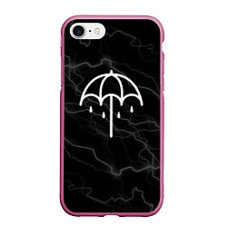 Чехол iPhone 7/8 матовый Bring me the horizon молнии, цвет: 3D-малиновый