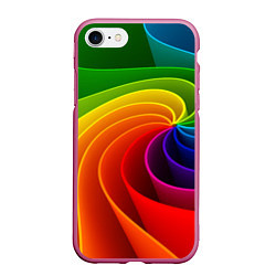 Чехол iPhone 7/8 матовый Спираль Модный узор 2023 Неон, цвет: 3D-малиновый