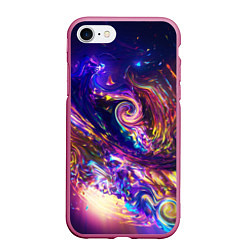 Чехол iPhone 7/8 матовый Neon space pattern 3022, цвет: 3D-малиновый