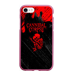 Чехол iPhone 7/8 матовый Cannibal corpse потеки крови, цвет: 3D-малиновый