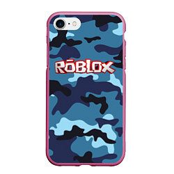 Чехол iPhone 7/8 матовый Roblox Камуфляж Тёмно-Синий