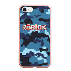 Чехол iPhone 7/8 матовый Roblox Камуфляж Тёмный Синий