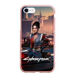 Чехол iPhone 7/8 матовый Panam Cyberpunk2077, цвет: 3D-светло-розовый