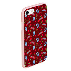 Чехол iPhone 7/8 матовый 9 мая, красная лента и тюльпаны, цвет: 3D-светло-розовый — фото 2