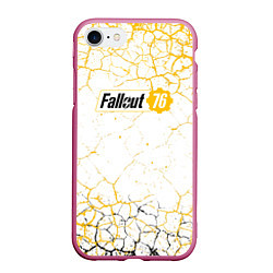 Чехол iPhone 7/8 матовый Fallout 76 Жёлтая выжженная пустошь, цвет: 3D-малиновый