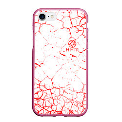 Чехол iPhone 7/8 матовый HIM Трещины, цвет: 3D-малиновый