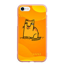 Чехол iPhone 7/8 матовый Рисованный желтый кот, цвет: 3D-светло-розовый