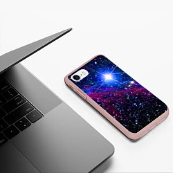 Чехол iPhone 7/8 матовый Открытый космос Star Neon, цвет: 3D-светло-розовый — фото 2