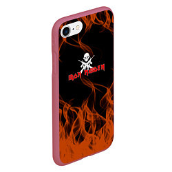 Чехол iPhone 7/8 матовый Iron maiden огонёк, цвет: 3D-малиновый — фото 2