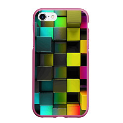 Чехол iPhone 7/8 матовый Colored Geometric 3D pattern, цвет: 3D-малиновый