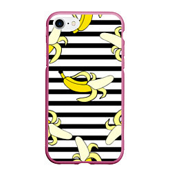 Чехол iPhone 7/8 матовый Banana pattern Summer, цвет: 3D-малиновый