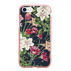 Чехол iPhone 7/8 матовый Цветы Розовые