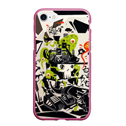 Чехол iPhone 7/8 матовый Cyber pattern Skull Vanguard Fashion, цвет: 3D-малиновый