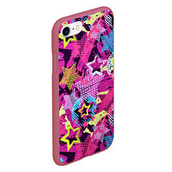 Чехол iPhone 7/8 матовый Star Colorful Pattern Fashion Neon, цвет: 3D-малиновый — фото 2